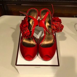 COACH ADDYSEN HEEL in Red Satin 6.5